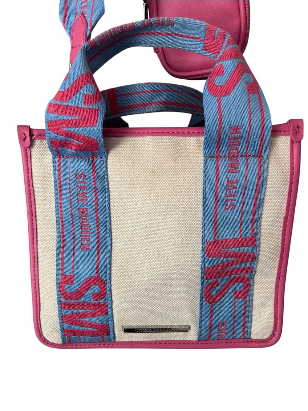 Steve Madden BWEBBER Canvas Satchel Adjustable Crossbody Strap Air Pod Case